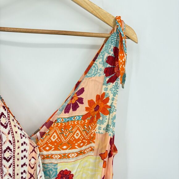 NWT Free People Tied To You Patchwork Boho Tank Top Sz XS Floral V-Neck Festival - Picture 5 of 11